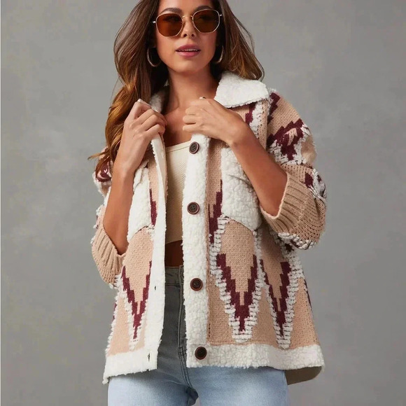 Vici Jackets & Blazers - Sweeney Sherpa TrimVici Collection Jacket Sweater with Buttons women size small